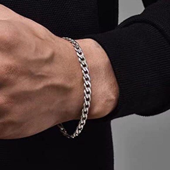 Sterling Silver Cuban Link Bracelet Classic Elegant Unisex Minimal Chic - Picture 5 of 8